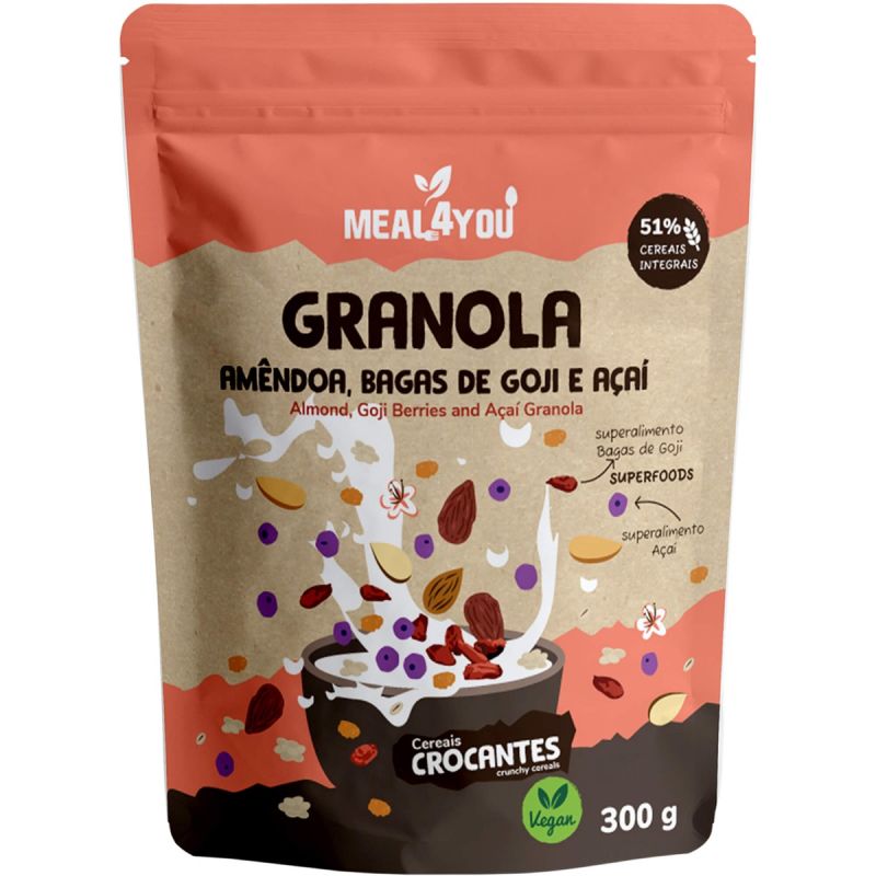 Granola de Amêndoa, Bagas de Goji e Açaí Meal4You 300 g