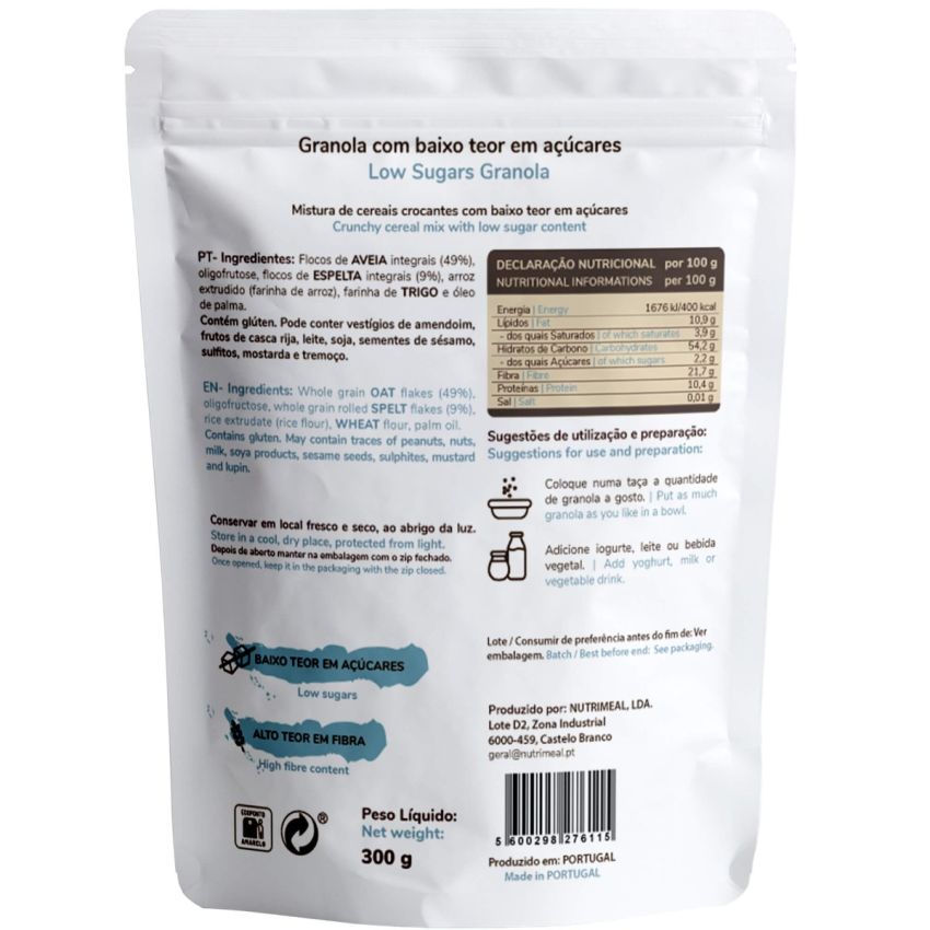 Granola Baixo Teor em Açúcares Meal4You 300 g