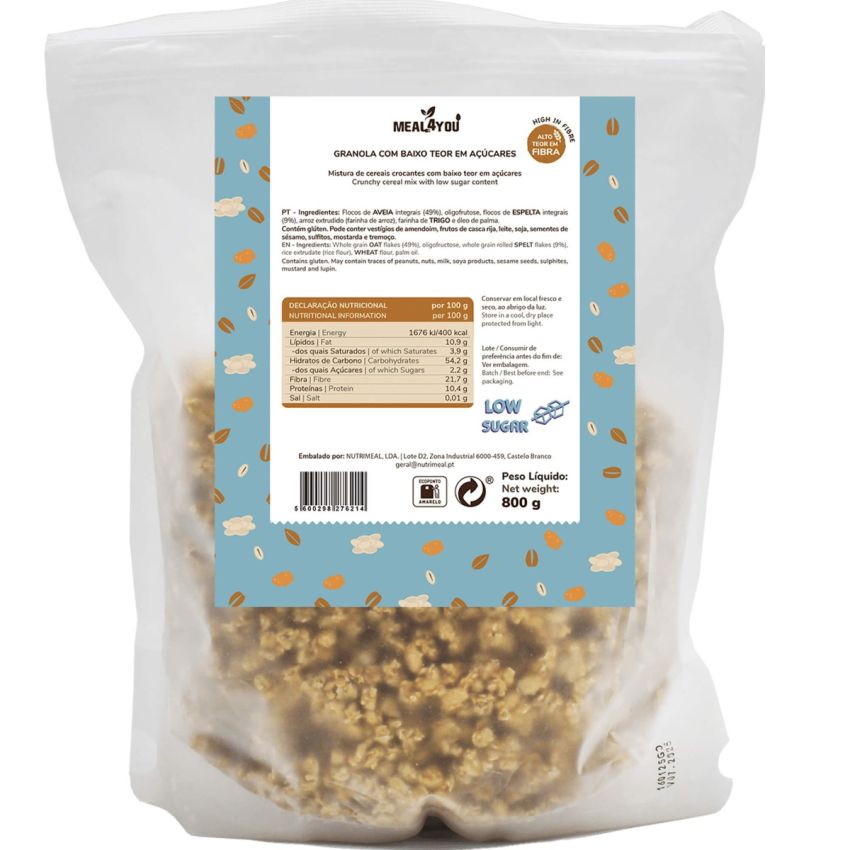 Granola Baixo Teor em Açúcares Meal4You 800 g