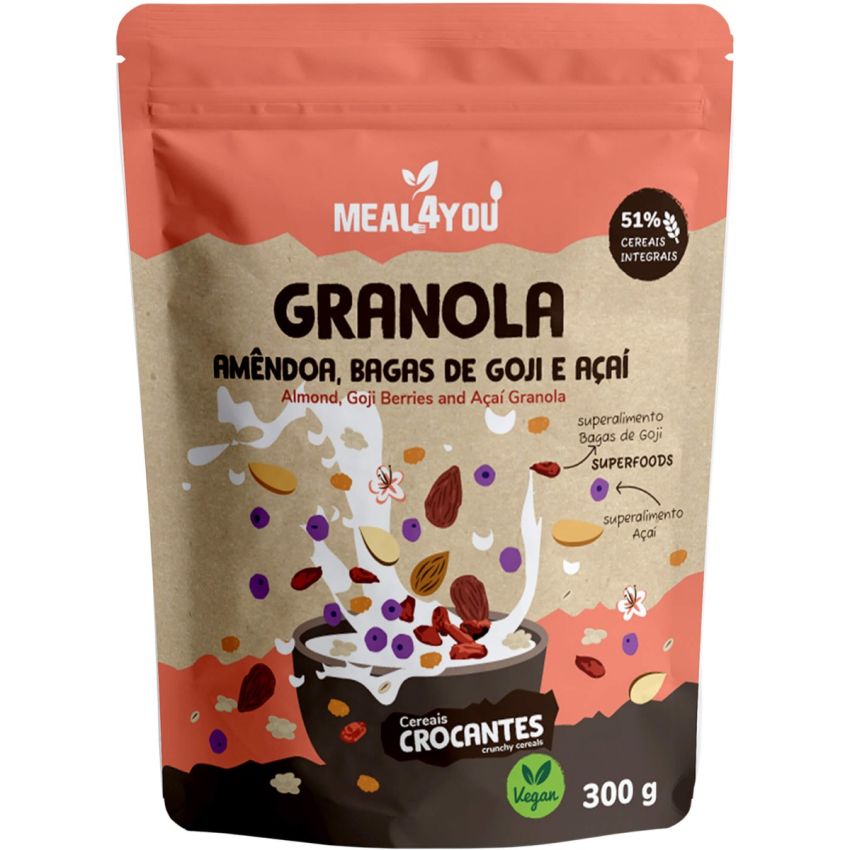 Granola de Amêndoa, Bagas de Goji e Açaí Meal4You 300 g