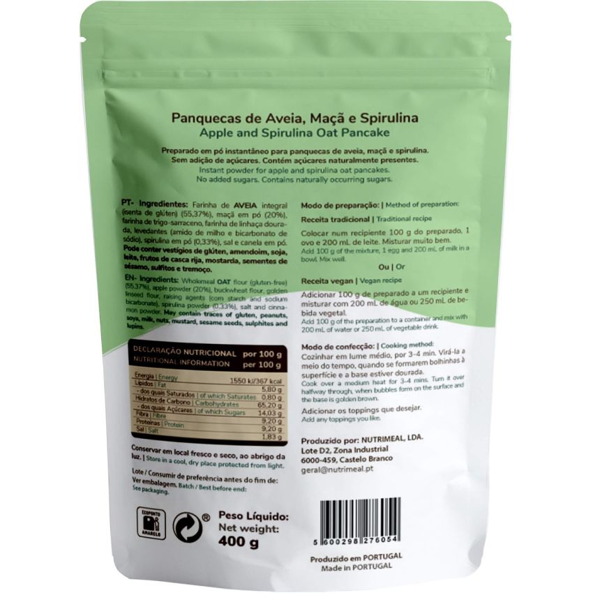 Panquecas Maçã e Spirulina Meal4You 400g
